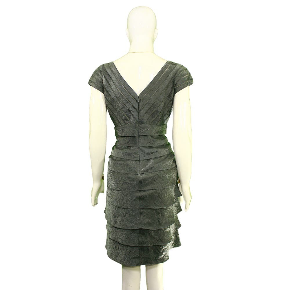 Chic '90s Vintage Adrianna Papell Layered Cocktail Dress - Dark Olive - Picture 2 of 6